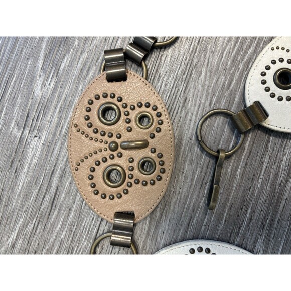 Vintage Cache ring-linked belt  studded leather discs and gold-tone Hardware
